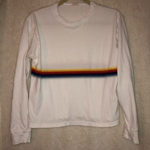 White Rainbow Blocked Long Sleeved Shirt - M
